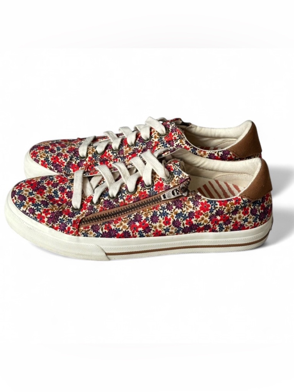 Taos Z Soul Canvas Sneaker Women’s Size 7 Floral Pattern Arch Support & Zipper